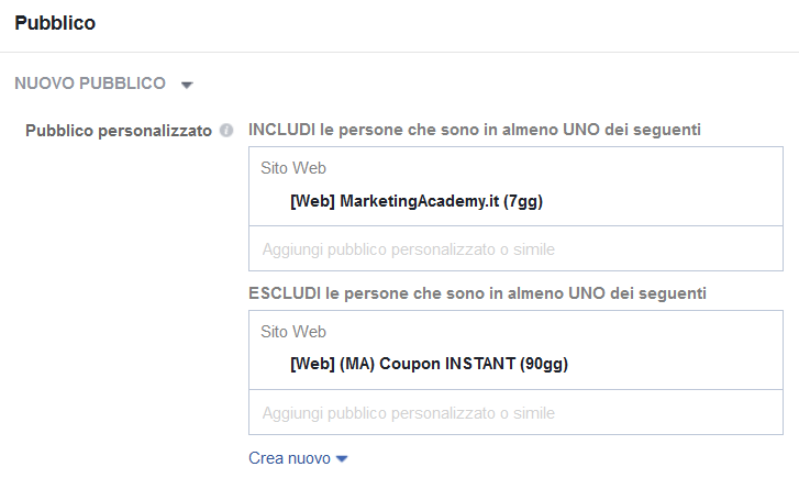 Target finale dell'offerta