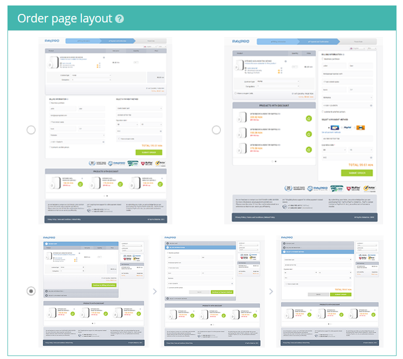 Design disponibili per il processo di conversione